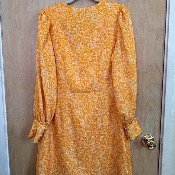 Alexia Admor Yellow Floral Paisley Button Wrap Dress - Size 8 - Picture 3 of 3